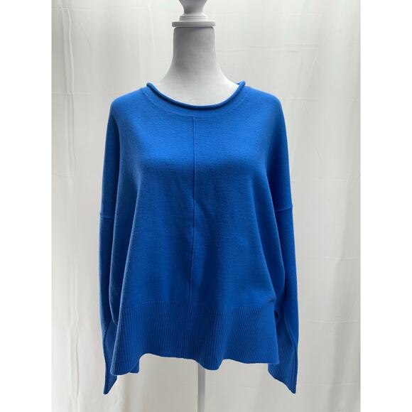 French Connection Royal Blue Rolled Neckline Top M - Picture 1 of 5